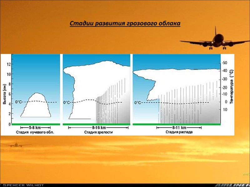 Стадии развития грозового облака